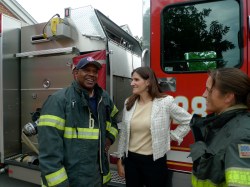 Linea with firefighters